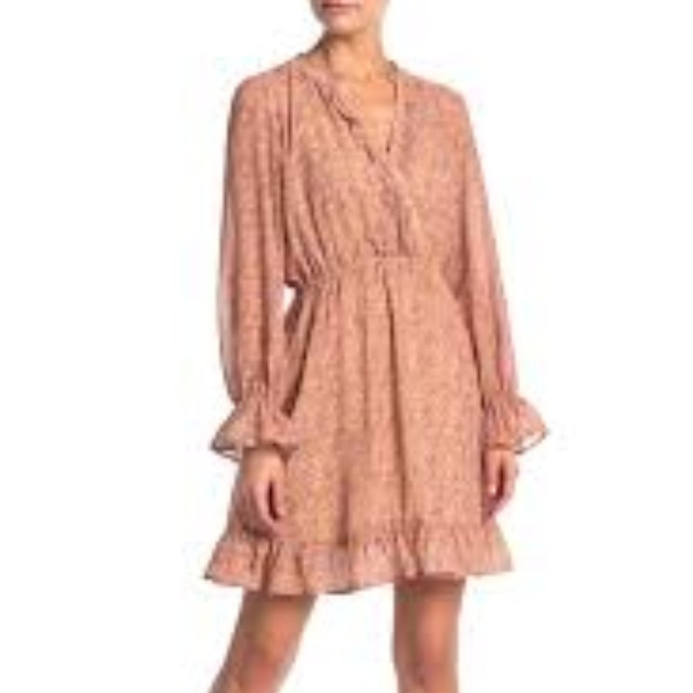 THREADS AND STATES FLORAL PRINT RUFFLE TRIM DRESS
